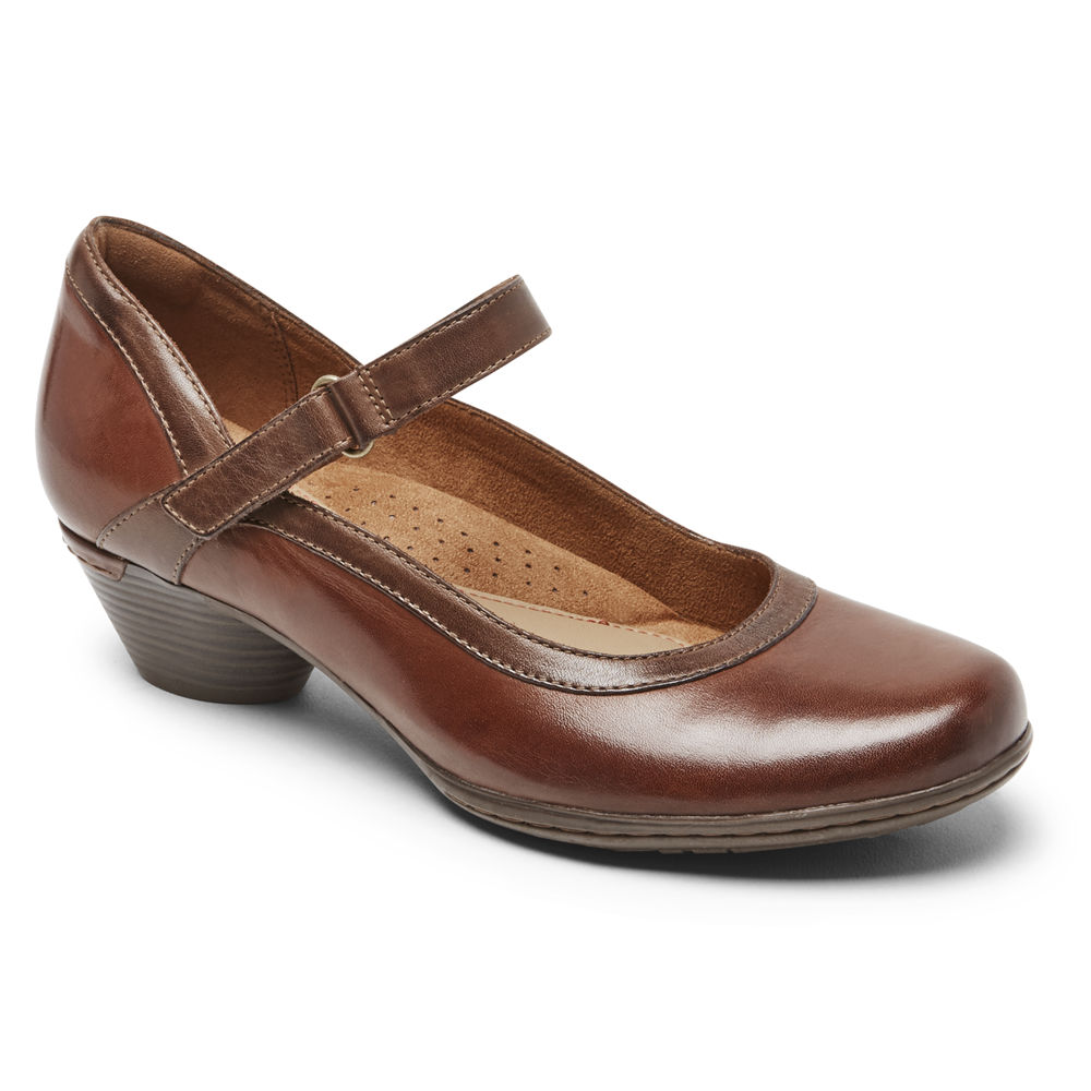 Rockport Singapore Womens Flats - Cobb Hill Laurel Mary Jane Brown - JV4321687